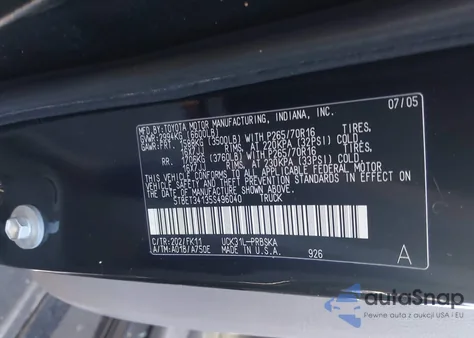 2005 Toyota Tundra Sr5 V8 from USA, damaged, VIN 5TBET34135S496040